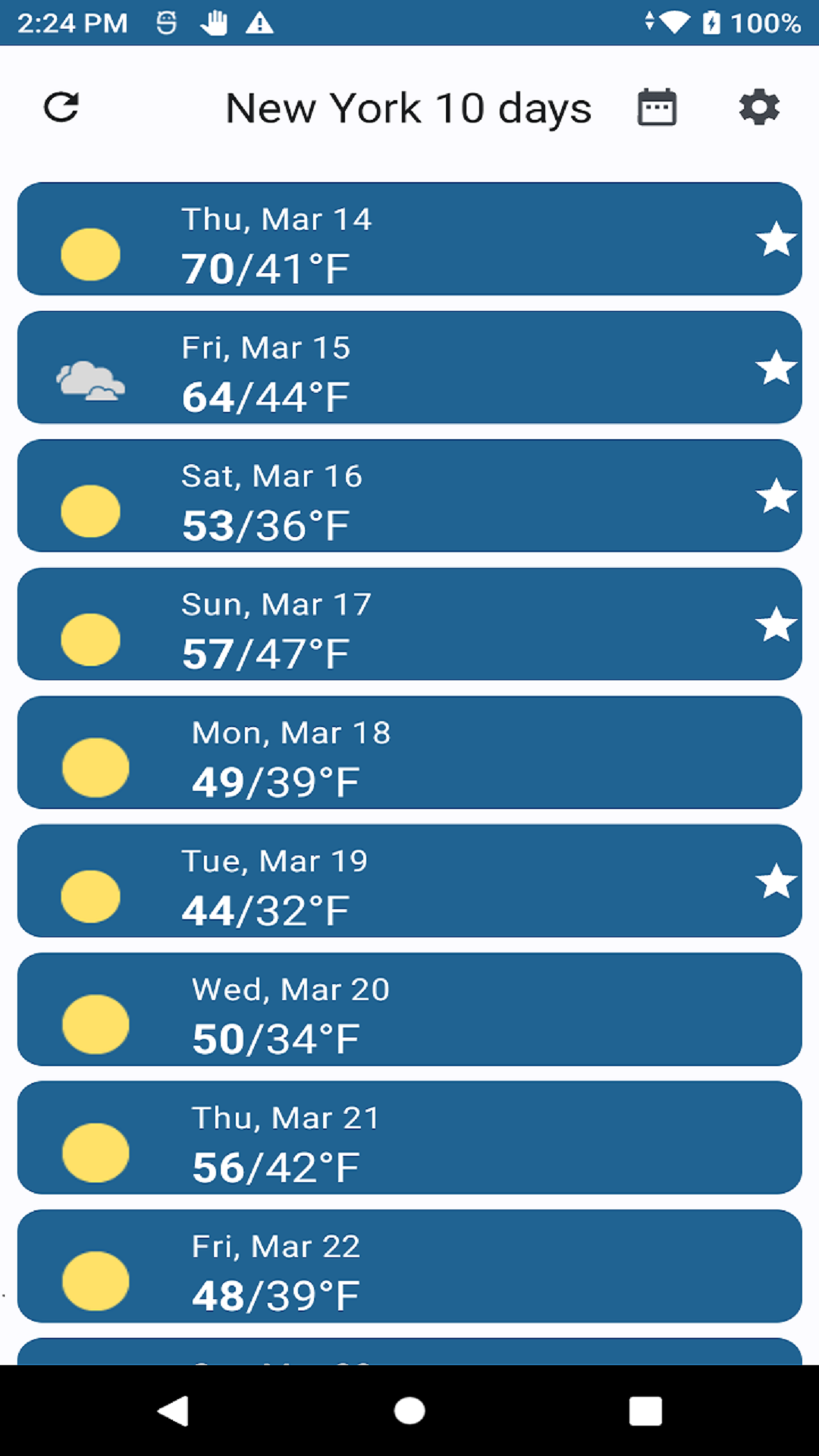 First Screen - after settings