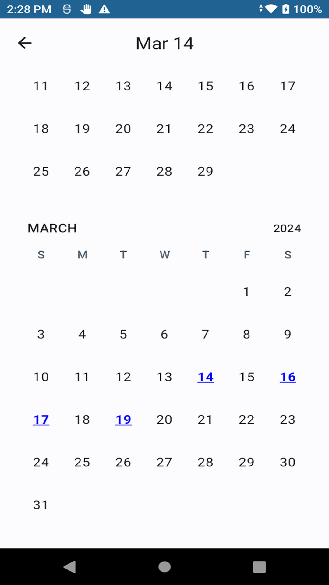Seventh Screen - Calendar