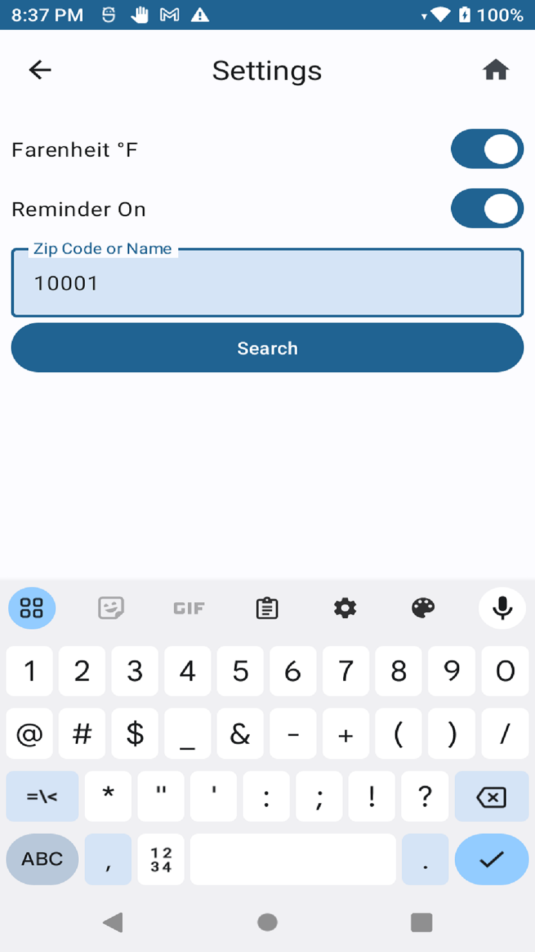 Second Screen - Settings