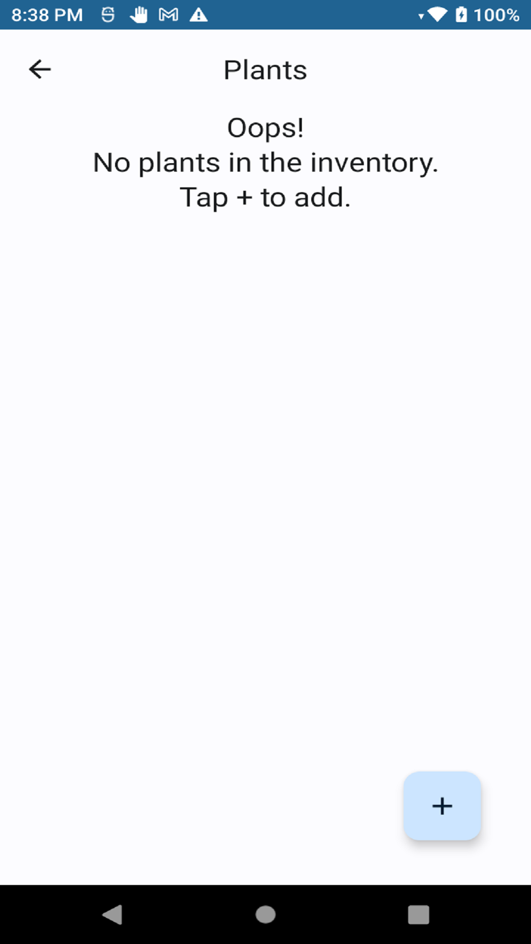 Third Screen - Plant Home before settings