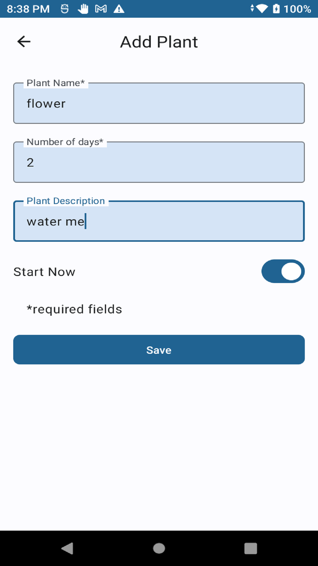 Fourth Screen - Plant Entry